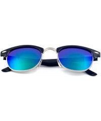 Rimless Reflective Color Mirror Color Lens Large Retro Classics Style Sunglasses - Black - CF12O26MSV7 $10.47