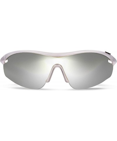 Sport Zeta Silver Road Cycling/Fishing Sunglasses with ZEISS P7020M Super Silver Mirrored Lenses - C018KN5KZ42 $33.36