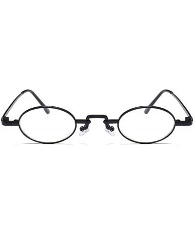 Round Unisex Vintage Oval Glasses Small Metal Frames Sunglasses UV400 - Black White - CI18NO7QLC8 $8.32