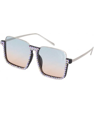 Oversized Bee Pilot Sunglasses Oversize Metal Frame Vintage Retro Men Women Shades - Cyan229 - C318ZYLHOTQ $19.51