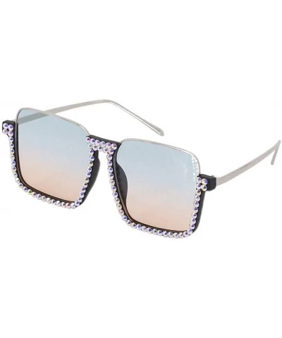 Oversized Bee Pilot Sunglasses Oversize Metal Frame Vintage Retro Men Women Shades - Cyan229 - C318ZYLHOTQ $31.56