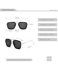 Sport Tony Stark Sunglasses Square Metal Frame Men Women Unisex Vintage Aviator Square Sunglasses - C718X2Z5I4H $11.28