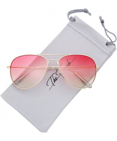 Round Classic Metal Frame Oceanic Color Lens Aviator Sunglasses Gift Box - 4-gold - CO185K3SSZW $10.45