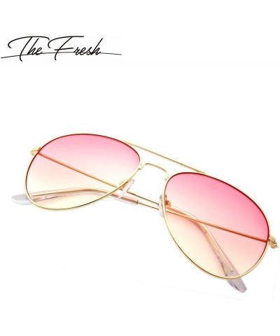 Round Classic Metal Frame Oceanic Color Lens Aviator Sunglasses Gift Box - 4-gold - CO185K3SSZW $10.45