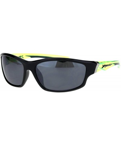 Sport Mens Xloop Sunglasses Oval Wrap Around Sporty Design Shades UV 400 - Black Green - CU18QAZ4A3M $8.87