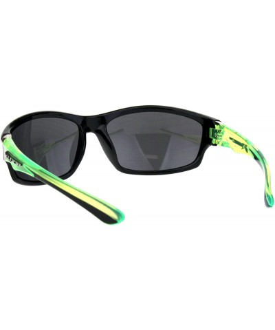 Sport Mens Xloop Sunglasses Oval Wrap Around Sporty Design Shades UV 400 - Black Green - CU18QAZ4A3M $8.87