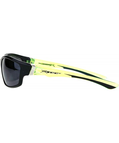 Sport Mens Xloop Sunglasses Oval Wrap Around Sporty Design Shades UV 400 - Black Green - CU18QAZ4A3M $8.87