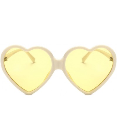 Sport Women Fashion Unisex Heart-Shaped Shades Sunglasses Integrated UV Glasses (Yellow) - Yellow - C618EK4G2G8 $7.63