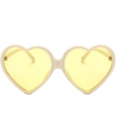 Sport Women Fashion Unisex Heart-Shaped Shades Sunglasses Integrated UV Glasses (Yellow) - Yellow - C618EK4G2G8 $7.63