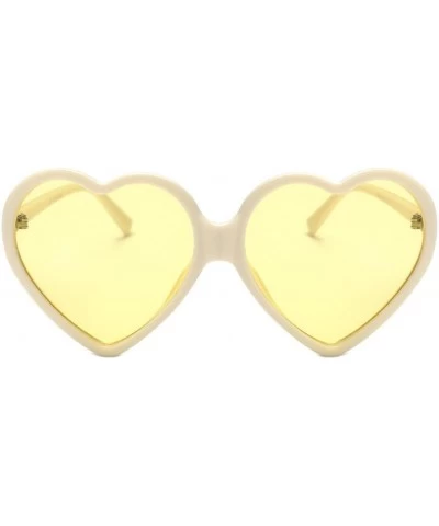 Sport Women Fashion Unisex Heart-Shaped Shades Sunglasses Integrated UV Glasses (Yellow) - Yellow - C618EK4G2G8 $15.89