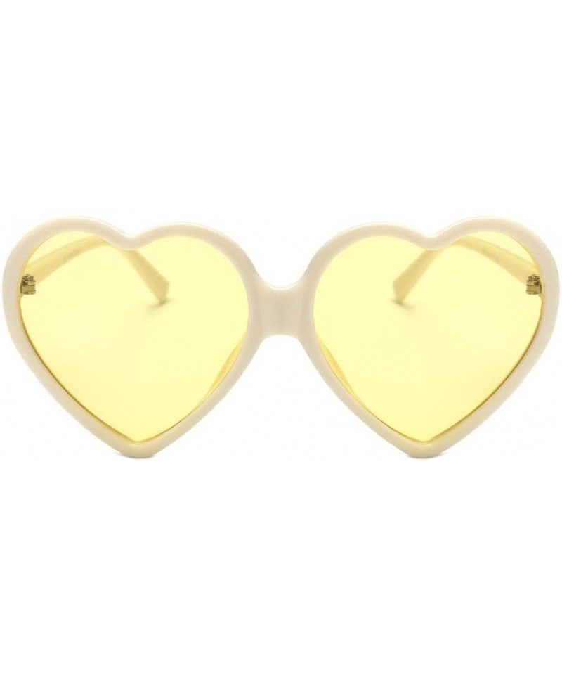 Sport Women Fashion Unisex Heart-Shaped Shades Sunglasses Integrated UV Glasses (Yellow) - Yellow - C618EK4G2G8 $7.63