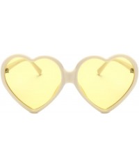 Sport Women Fashion Unisex Heart-Shaped Shades Sunglasses Integrated UV Glasses (Yellow) - Yellow - C618EK4G2G8 $7.63