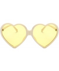 Sport Women Fashion Unisex Heart-Shaped Shades Sunglasses Integrated UV Glasses (Yellow) - Yellow - C618EK4G2G8 $7.63