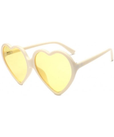 Sport Women Fashion Unisex Heart-Shaped Shades Sunglasses Integrated UV Glasses (Yellow) - Yellow - C618EK4G2G8 $7.63