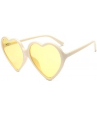 Sport Women Fashion Unisex Heart-Shaped Shades Sunglasses Integrated UV Glasses (Yellow) - Yellow - C618EK4G2G8 $7.63