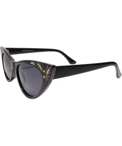 Cat Eye Classy Elegant Exotic Retro Fashion Cat Eye Chic Sunglasses Pointy - Black - C119703I8N8 $23.04