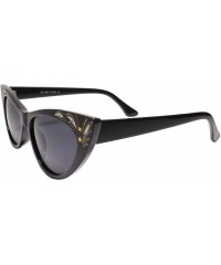 Cat Eye Classy Elegant Exotic Retro Fashion Cat Eye Chic Sunglasses Pointy - Black - C119703I8N8 $9.78