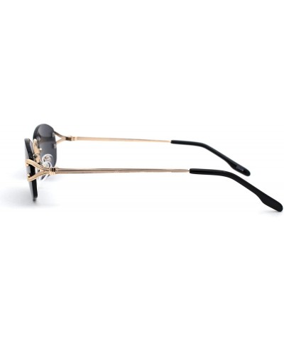 Oval Womens Rimless Narrow Oval Metal Rim Sunglasses - Gold Black - CN18Z0NWSG8 $15.84