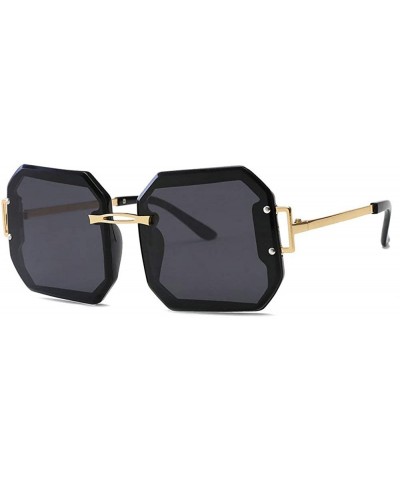 Oversized Frameless Polarization Sunglasses Oversized Polarized - Black - CH18NXUEQR6 $26.63