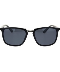 Rectangular Antiglare Polarized Lens Mens Rectangular Slick Designer Sunglasses - Black Silver Black - CV18S8DRKUR $23.87
