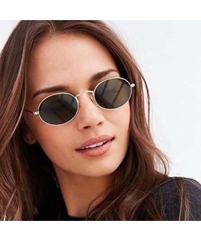 Oval Sunglasses Glasses Luxury Vintage - Black - CT198O6LING $25.75