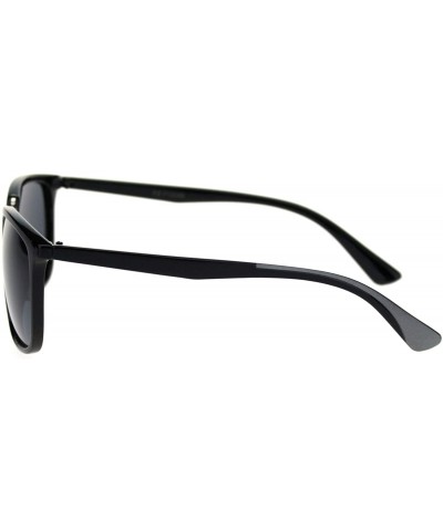 Rectangular Antiglare Polarized Lens Mens Rectangular Slick Designer Sunglasses - Black Silver Black - CV18S8DRKUR $23.87