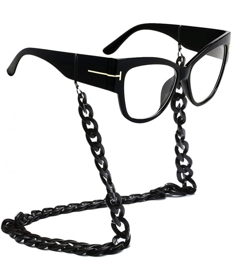 Oversized Oversized Frame Lady Travel Beach Sun Protect Sunglasses with Lanyard Chain - Transparent - C318CYH92EX $21.29