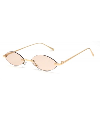 Oval Oval Rimless Pimp Dad Shade Metal Bridge Vintage Sunglasses - Gold Beige - CF19623NC64 $11.13