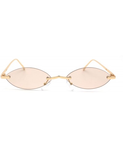 Oval Oval Rimless Pimp Dad Shade Metal Bridge Vintage Sunglasses - Gold Beige - CF19623NC64 $11.13