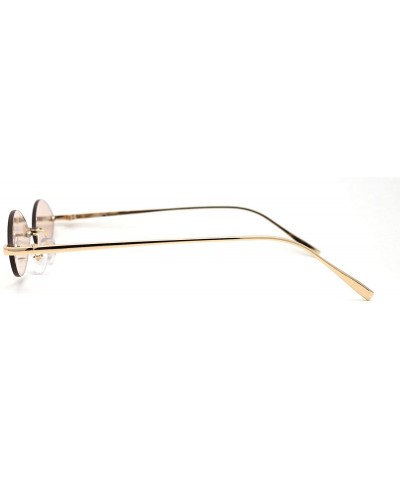 Oval Oval Rimless Pimp Dad Shade Metal Bridge Vintage Sunglasses - Gold Beige - CF19623NC64 $11.13