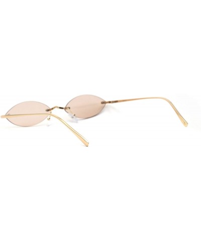 Oval Oval Rimless Pimp Dad Shade Metal Bridge Vintage Sunglasses - Gold Beige - CF19623NC64 $11.13