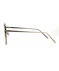 Rectangular Womens Futuristic Flat Retro Rectangular Pilots Metal Rim Sunglasses - Gold Blue - CP1869XD658 $14.40