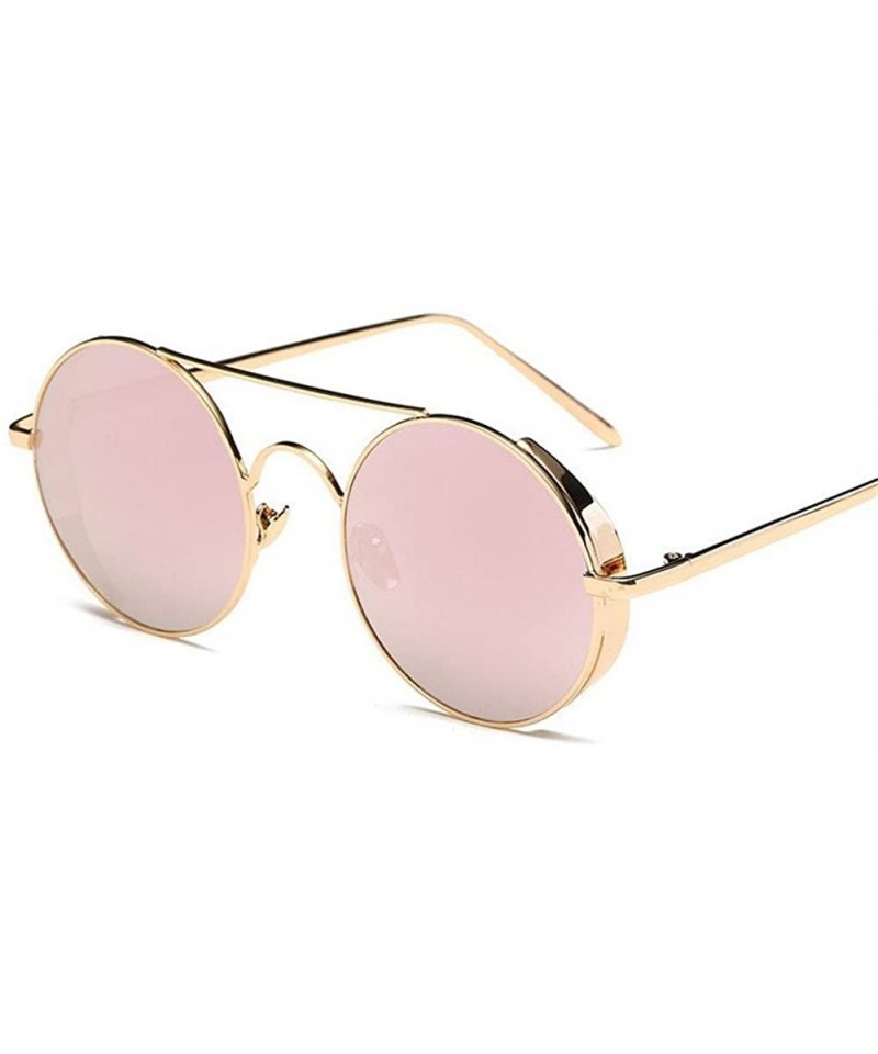Round Men Women Sunglasses Metal Hippie Steampunk Vintage Round Glasses - Pink - C118D7SER25 $16.48