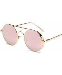 Round Men Women Sunglasses Metal Hippie Steampunk Vintage Round Glasses - Pink - C118D7SER25 $16.48