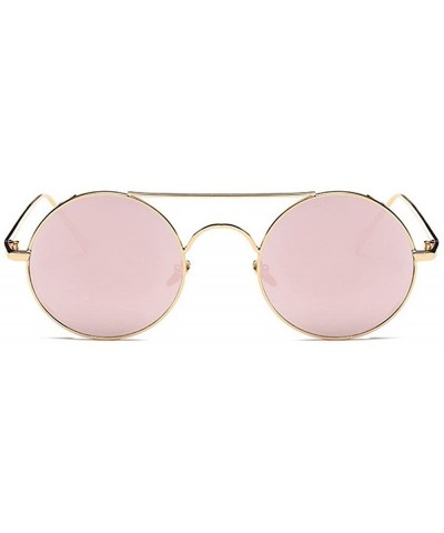 Round Men Women Sunglasses Metal Hippie Steampunk Vintage Round Glasses - Pink - C118D7SER25 $16.48