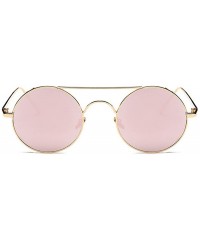 Round Men Women Sunglasses Metal Hippie Steampunk Vintage Round Glasses - Pink - C118D7SER25 $16.48