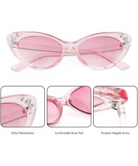 Oversized Vintage Cateye Rhinestone Sunglasses for Women Retro Narrow Small Sun Glasses - Pink - CO18SCTI6SO $7.10