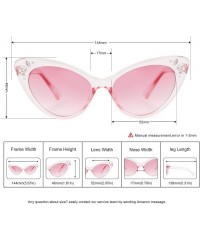 Oversized Vintage Cateye Rhinestone Sunglasses for Women Retro Narrow Small Sun Glasses - Pink - CO18SCTI6SO $7.10