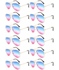 Aviator 12 Pieces Wholesale Aviator Sunglasses Two Tone Color Lens Gold Metal Frame - 064-blue-pink-12 Pairs - CI18LL8SS3O $1...