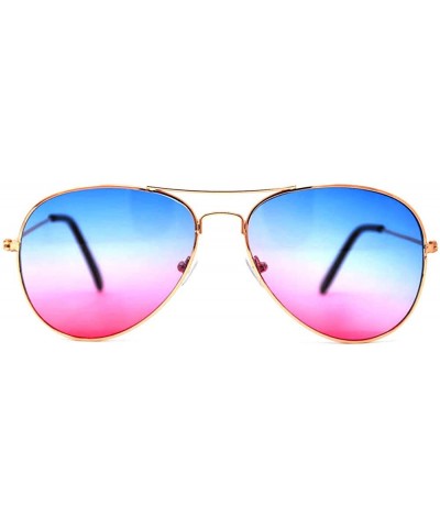 Aviator 12 Pieces Wholesale Aviator Sunglasses Two Tone Color Lens Gold Metal Frame - 064-blue-pink-12 Pairs - CI18LL8SS3O $1...