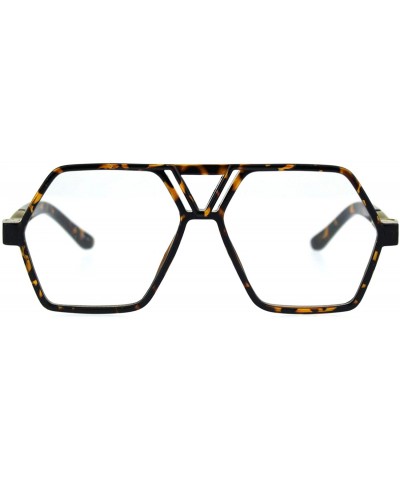 Rectangular Futuristic Mens Robotic Plastic Racer Octagonal Eyeglasses - Tortoise - C6180OWSRZ5 $23.67