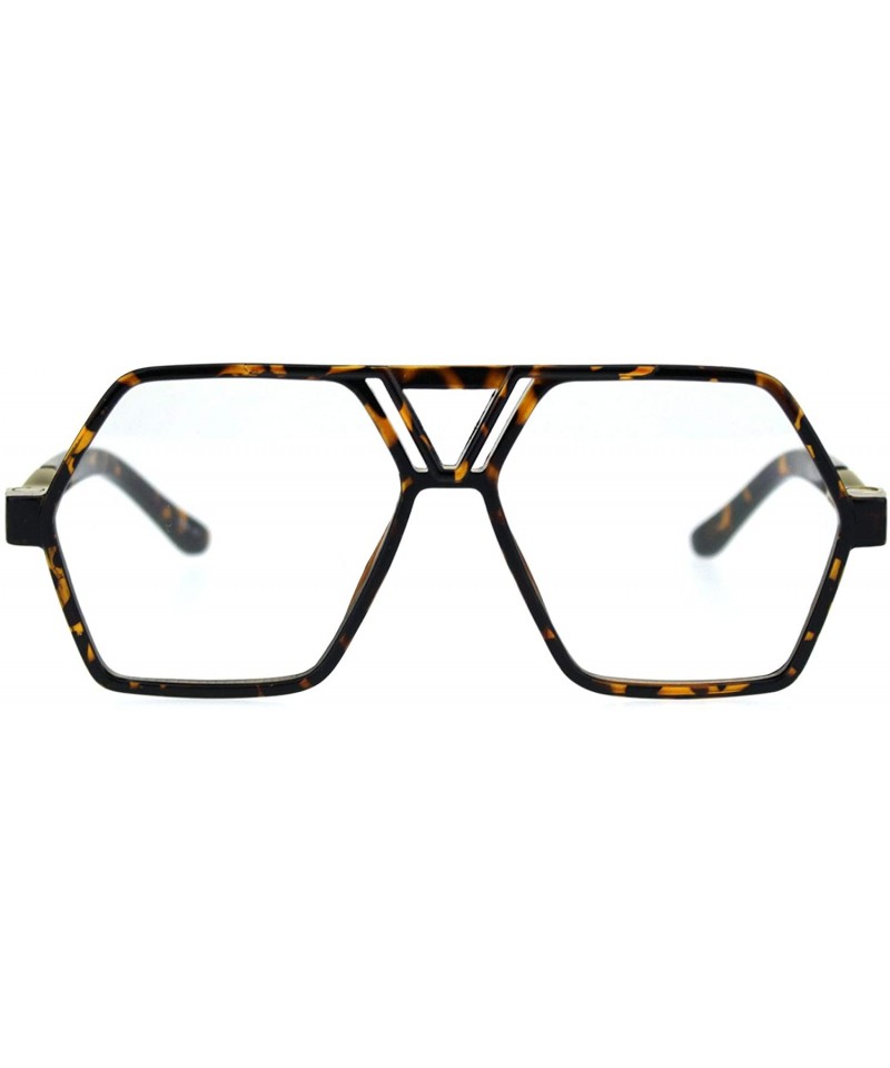 Rectangular Futuristic Mens Robotic Plastic Racer Octagonal Eyeglasses - Tortoise - C6180OWSRZ5 $9.60