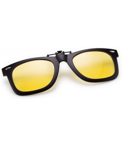 Rectangular Classic Polarized Rectangular Clip-On Sunglasses Men Women for Prescription Glasses B2605 - Yellow Night Vision -...