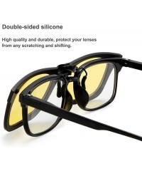 Rectangular Classic Polarized Rectangular Clip-On Sunglasses Men Women for Prescription Glasses B2605 - Yellow Night Vision -...