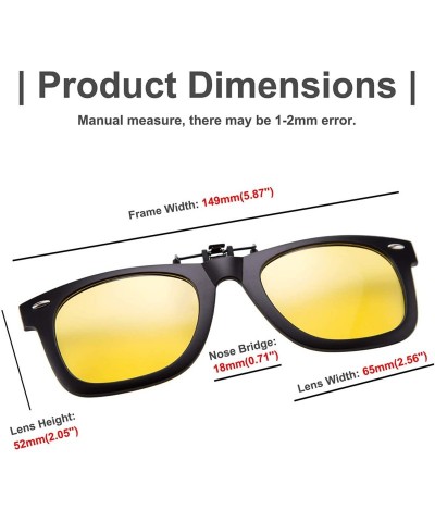Rectangular Classic Polarized Rectangular Clip-On Sunglasses Men Women for Prescription Glasses B2605 - Yellow Night Vision -...