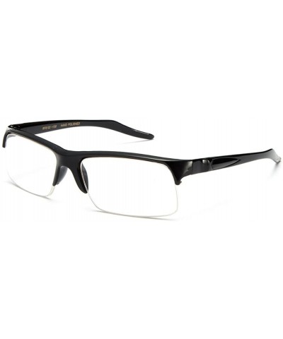 Oversized Newbee Fashion-"Slim Rivera" Half Frame Spring Temple Reading Glasses - Black - CJ127DQ4Z5B $19.41