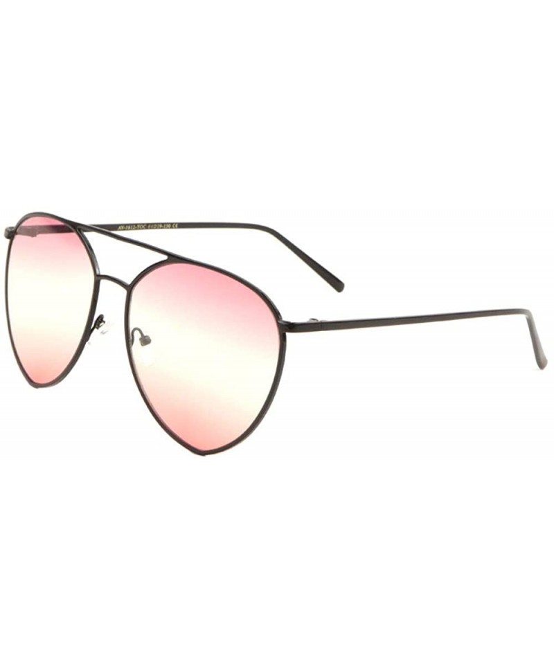 Aviator Triple Oceanic Color Flat Thin Rim Modern Round Aviator Sunglasses - Pink Black - CS190ESNA04 $11.15