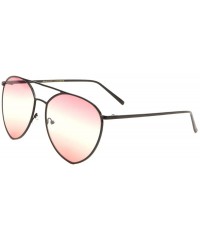 Aviator Triple Oceanic Color Flat Thin Rim Modern Round Aviator Sunglasses - Pink Black - CS190ESNA04 $25.43