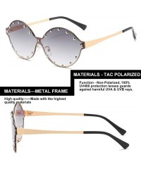 Sport Classic Oval Rivet Sunglasses for Women Studded Eyeglasses UV400 Protection WS074 - CI190HOO30Z $11.40