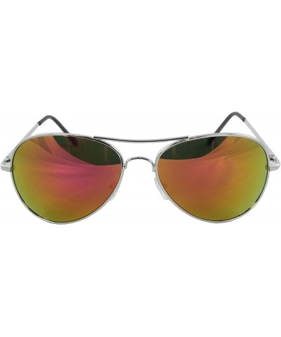 Aviator SVRORMR Pilot Fashion Aviator Sunglasses Silver Black Frame Orange Mirror Lenses for Men and Women - C01197GYI4J $18.58